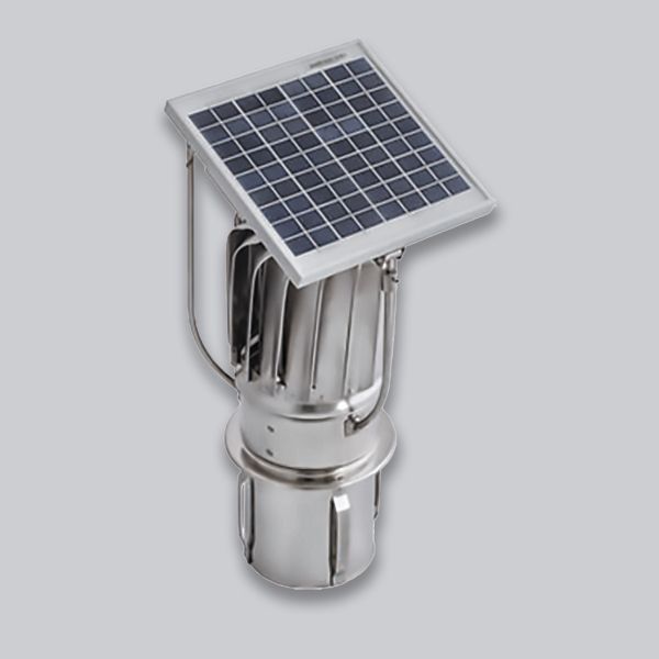 6312-SOL Schornsteinaufsatz ›Hybrid‹ Solar Tulipan zum Entlüften zum Einstecken, Ø 150 mm, Edelstahl