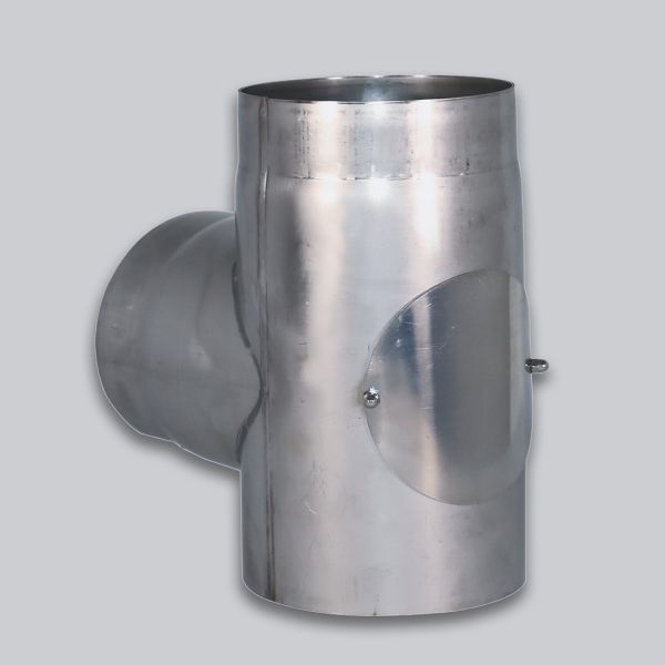 6434-VAT  Edelstahl - Rauchrohr - T-Stück 90°, 2 mm, Ø 180 mm, mit Revisionstür