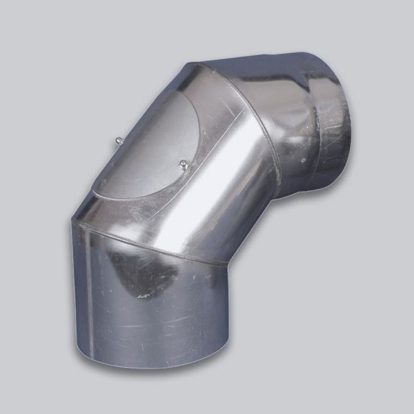 6440-VAB Edelstahl - Rauchrohr - Bogen 90°, 2 mm, Ø 160 mm, mit Revisionstür