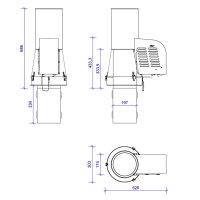 &Oslash; 200 mm - Rauchsauger Modell &bdquo;Rund&ldquo; zum Einstecken &Oslash; 200 mm, Edelstahl schwarz, mit verl&auml;ngertem Einschub 330 mm