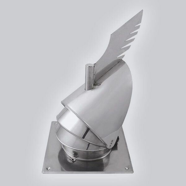 Schornsteinaufsatz Rotowent Dragon 1 aufklappbar mit Bodenplatte, Edelstahl, Ø 250 mm