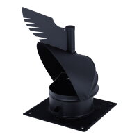 &Oslash; 150 mm Schornsteinaufsatz Rotowent Dragon 1 aufklappbar mit Bodenplatte, Edelstahl, schwarz