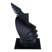 &Oslash; 150 mm Schornsteinaufsatz Rotowent Dragon 1 aufklappbar mit Bodenplatte, Edelstahl, schwarz
