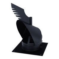 &Oslash; 200 mm Schornsteinaufsatz Rotowent Dragon 1 aufklappbar mit Bodenplatte, Edelstahl, schwarz