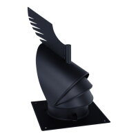 &Oslash; 200 mm Schornsteinaufsatz Rotowent Dragon 1 aufklappbar mit Bodenplatte, Edelstahl, schwarz
