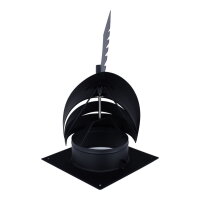 &Oslash; 250 mm Schornsteinaufsatz Rotowent Dragon 1 aufklappbar mit Bodenplatte, Edelstahl, schwarz