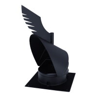 &Oslash; 250 mm Schornsteinaufsatz Rotowent Dragon 1 aufklappbar mit Bodenplatte, Edelstahl, schwarz