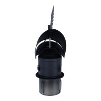 &Oslash; 180 mm Schornsteinaufsatz Rotowent Dragon 2 aufklappbar zum Einstecken, Edelstahl, schwarz