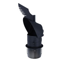 &Oslash; 200 mm Schornsteinaufsatz Rotowent Dragon 2 aufklappbar zum Einstecken, Edelstahl, schwarz