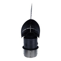&Oslash; 250 mm Schornsteinaufsatz Rotowent Dragon 2 aufklappbar zum Einstecken, Edelstahl, schwarz