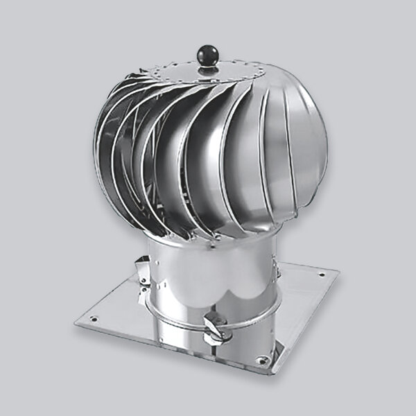 Schornsteinaufsatz Turbowent 1 aufklappbar mit Bodenplatte, Edelstahl, Ø 150 mm