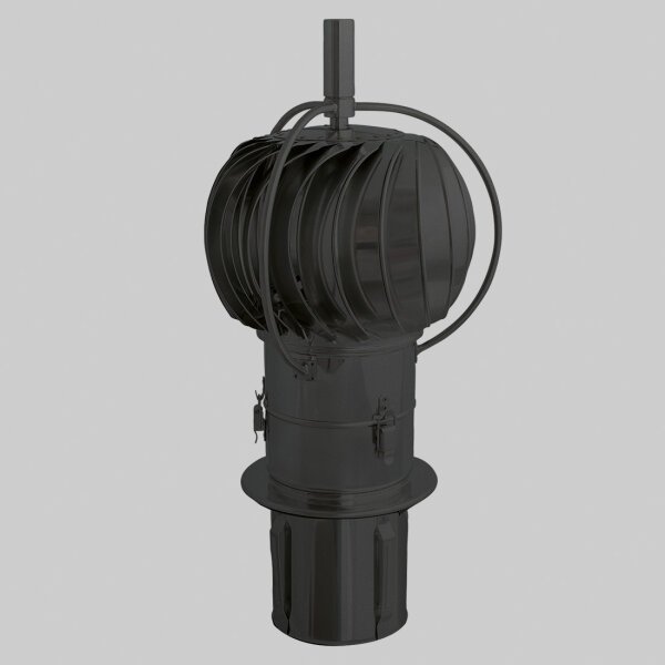 Schornsteinaufsatz Turbowent TUZ 2 aufklappbar zum Einstecken, Edelstahl, Ø 130 mm, schwarz