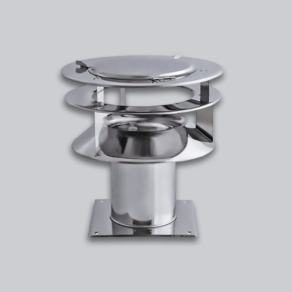 Schornsteinaufsatz Diffuser 1 mit Bodenplatte, Edelstahl, Ø 200 mm