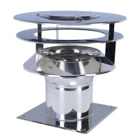 &Oslash; 200 mm Schornsteinaufsatz Diffuser 1 mit Bodenplatte, Edelstahl