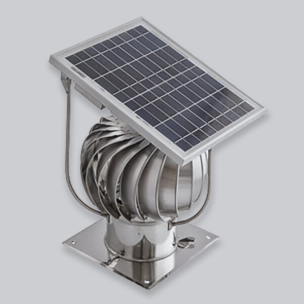 Schornsteinaufsatz ›Hybrid‹ Solar Turbowent mit Bodenplatte, Ø 150 mm, Edelstahl