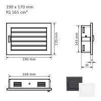 Ventlab Lamellengitter verstellbar 190 x 170 mm, wei&szlig;