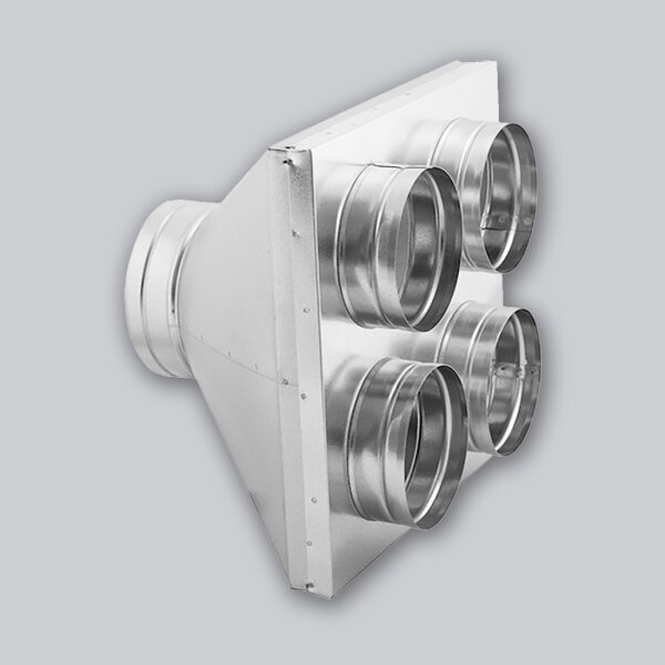 Luftverteilerbox 1 auf 4, Ø 150 mm auf 4 x Ø 125 mm