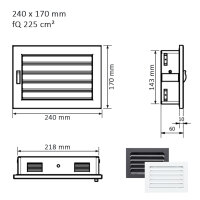 Ventlab Lamellengitter feststehend 240 x 170 mm, wei&szlig;