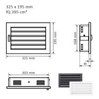Ventlab Lamellengitter feststehend 325 x 195 mm, schwarz