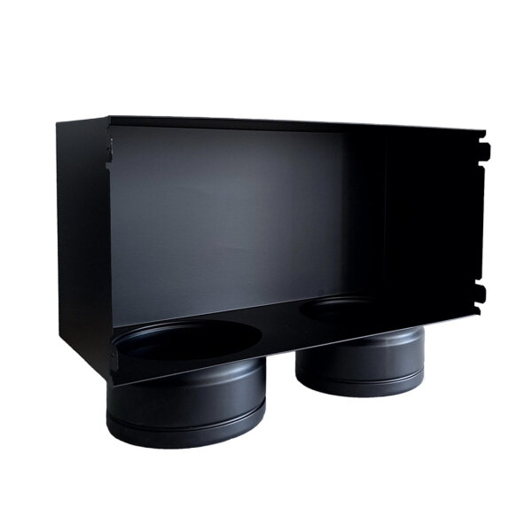 Stutzenkasten 420 x 220 mm, mit 2 vertikalen Stutzen Ø 150 mm, schwarz