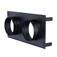 Stutzenblech 450 x 220 mm, mit 2 Stutzen &Oslash; 125 mm, schwarz