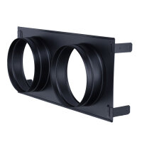 Stutzenblech 450 x 220 mm, mit 2 Stutzen &Oslash; 160 mm, schwarz