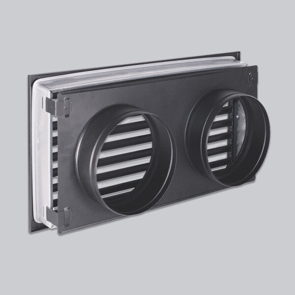 Stutzenblech 450 x 240 mm, mit 2 Stutzen Ø 125 mm, schwarz