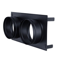 Stutzenblech 450 x 240 mm, mit 2 Stutzen &Oslash; 150 mm, schwarz