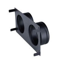 Stutzenblech 450 x 240 mm, mit 2 Stutzen &Oslash; 150 mm, schwarz