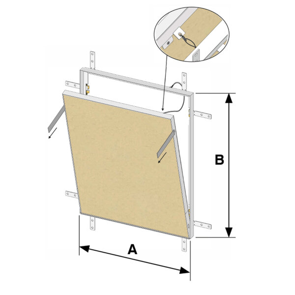 maßangefertigte Revisionstür nach Kundenwunsch in Edelstahl, blank
