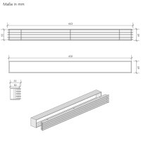 Open Air 10 - SubSteel Small Luftgitter, 650 x 60 mm, schwarz mit Edelstahlfront