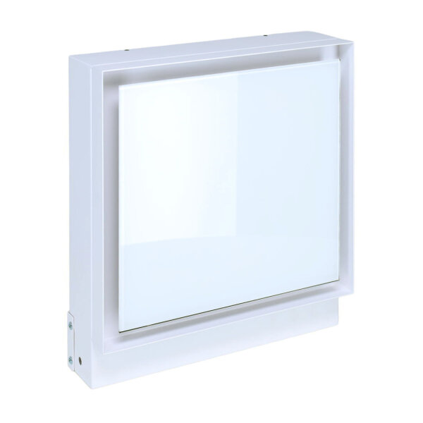 Open Air 007 – UnderCover Licht 350 x 350 mm, Rahmen weiß, Front Glasplatte – weiß