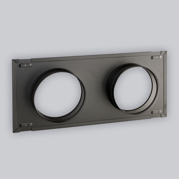 UnderCover Stutzenblech 440 x 220 mm, mit 2 Stutzen Ø 125 mm, schwarz