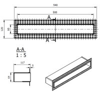 Open Air DOT putzb&uuml;ndige Ventilationsleiste 500 x 60 mm, schwarz