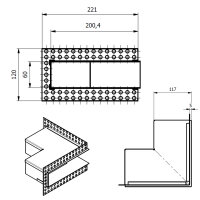 Open Air DOT putzb&uuml;ndige Ventilationsleiste ECKE 200 x 200 x 60 mm, schwarz