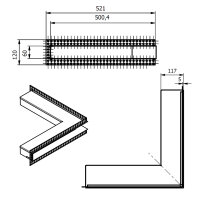 Open Air DOT putzb&uuml;ndige Ventilationsleiste ECKE 500 x 500 x 60 mm, schwarz