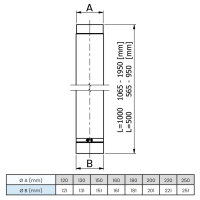 Ø 160 mm Ofenrohr Teleskoprohr 2x 50 cm -...