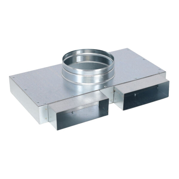 FK Sammelkasten 150 x 50 mm, zwei Eingänge und ein 90° Ausgang Ø 150 mm