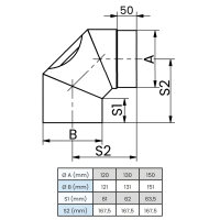 Ø 130 mm Ofenrohr Bogen 90° - mit Tür -...