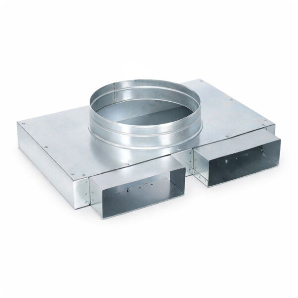 FK Sammelkasten 150 x 50 mm, zwei Eingänge und ein 90° Ausgang Ø 200 mm