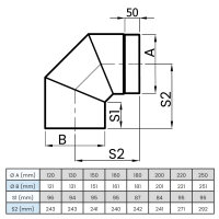 Ø 250 mm Ofenrohr Bogen 90° - 3-tlg.