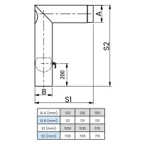 Ø 130 mm Ofenrohr Bogen 90° lang - 2-tlg. -...