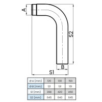 Ø 120 mm Ofenrohr Bogen 90° gezogen - Schenkel...