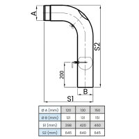 Ø 120 mm Ofenrohr Bogen 90° gezogen - Schenkel...