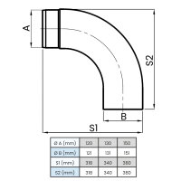 Ø 120 mm Ofenrohr Bogen 90° gezogen