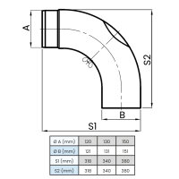 Ø 130 mm Ofenrohr Bogen 90° gezogen - mit...