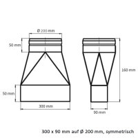 FK Adapter 300 x 90 mm auf &Oslash; 200 mm, symmetrisch