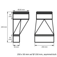 FK Adapter 250 x 50 mm auf &Oslash; 150 mm, asymmetrisch