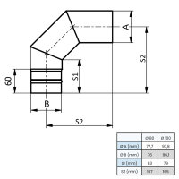 Ø 100 mm Pelletofenrohr Bogen 90° - 3-tlg.