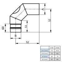 &Oslash; 80 mm Pelletofenrohr Bogen 90&deg; - 3-tlg. - mit Revision